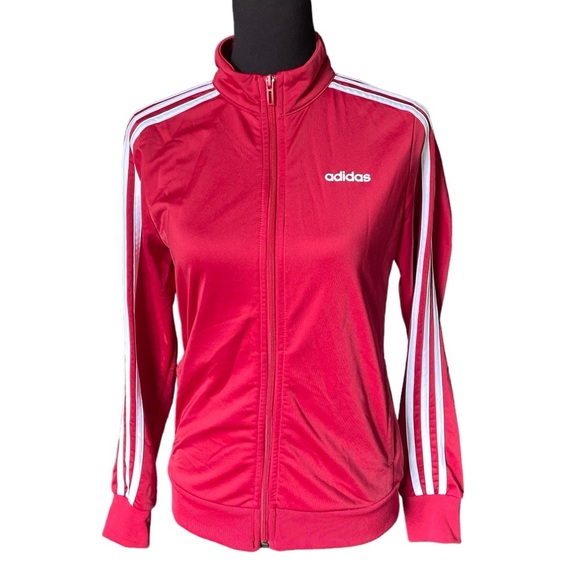 Adidas Women’s Essentials Zip Front Brick Red Track Jacket, Size Small - Picture 3 of 9